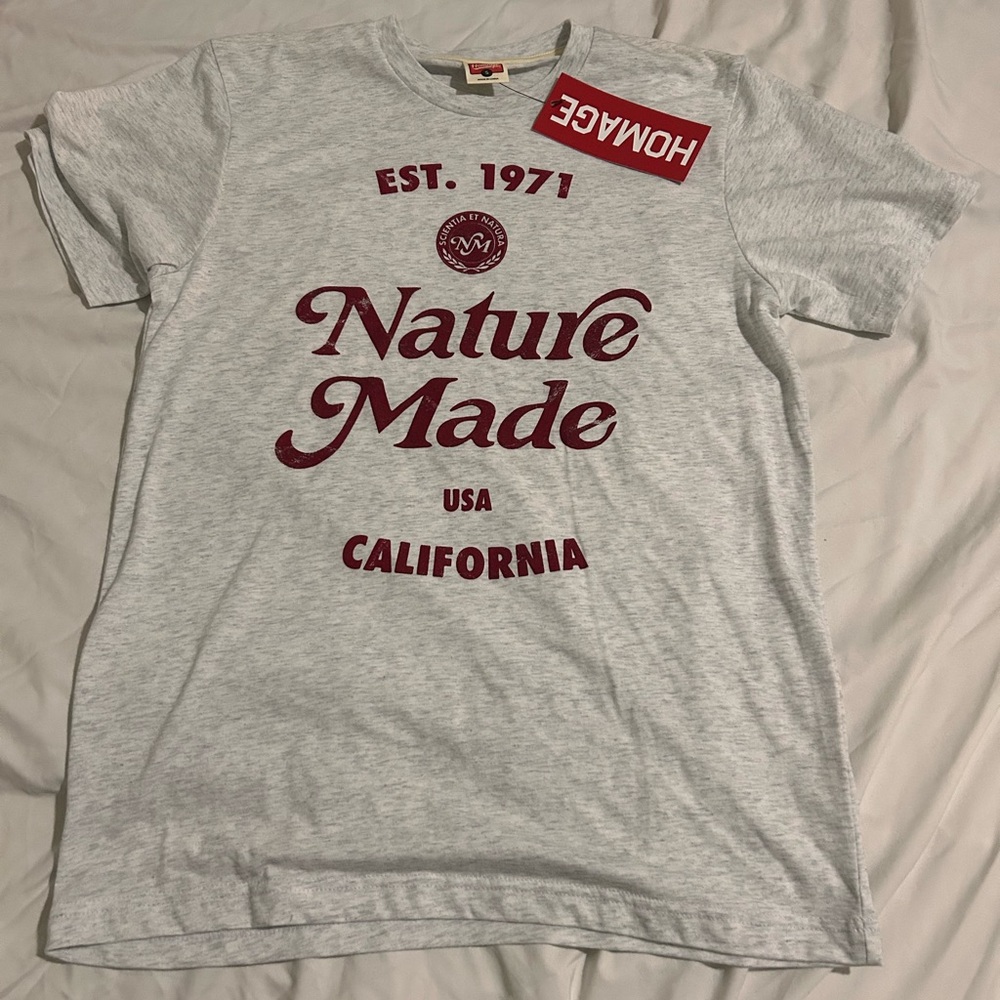 Homage T-Shirt New Mens Size Small Nature Made California Supplements Gray NWT
